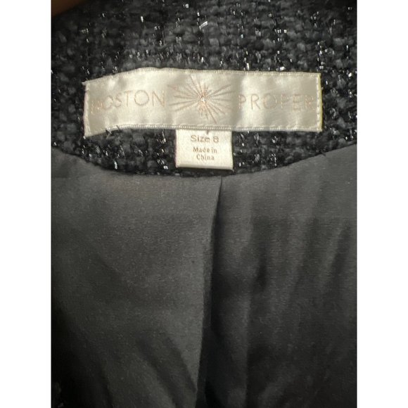 Boston Proper Chain Detail Tweed Jacket Wool Blend Coat Preppy Top - Picture 6 of 10